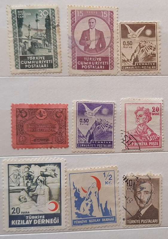Turkey Mixed Lot of 9 Used and Unused stamps