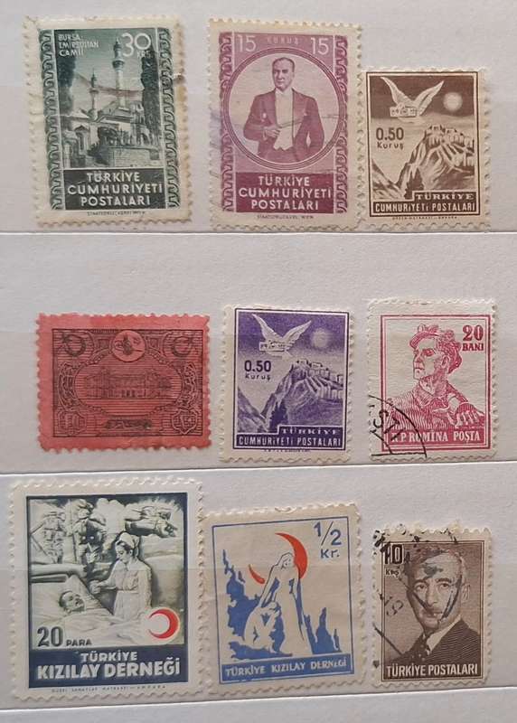 Turkey Mixed Lot of 9 Used and Unused stamps