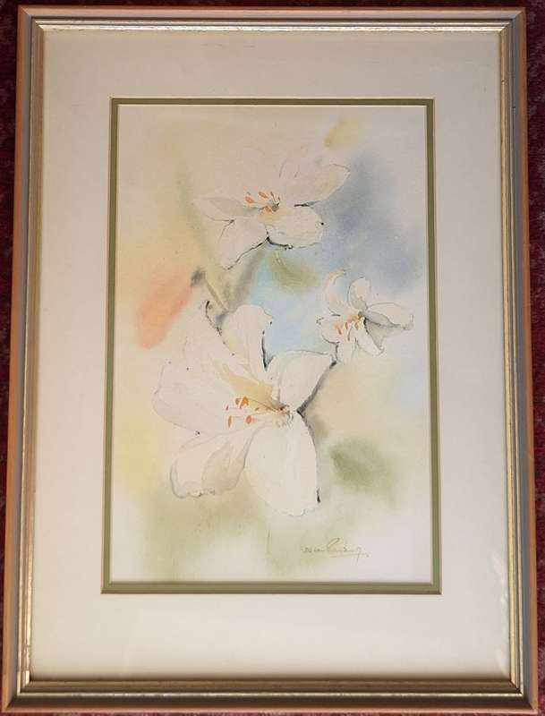 Framed Watercolour of Flowers by Derric van Rensburg
