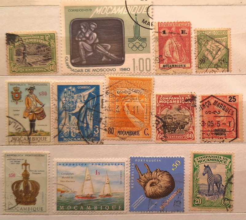 Mozambique Mixed Lot of 13 Used some hinged stamps