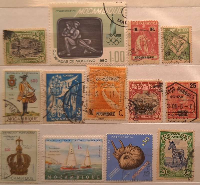 Mozambique Mixed Lot of 13 Used some hinged stamps