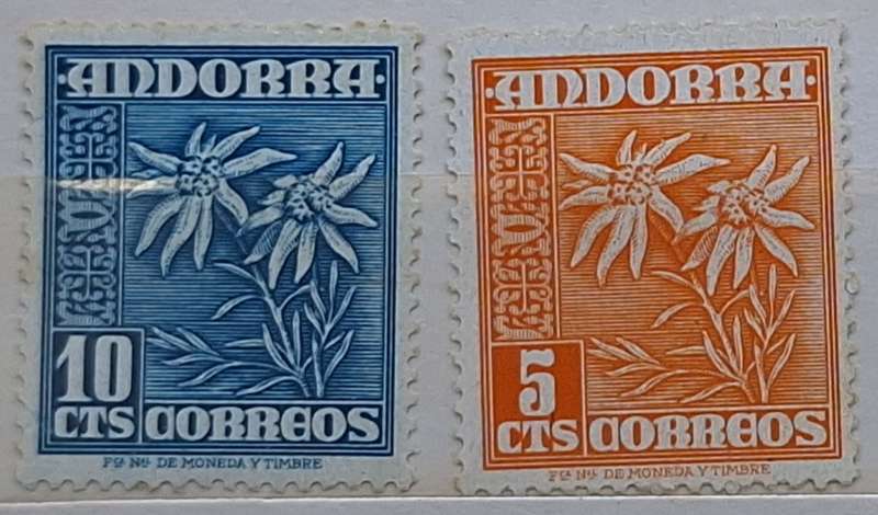Andorra 1948-53 Edelweiss 2 Unused Hinged stamps