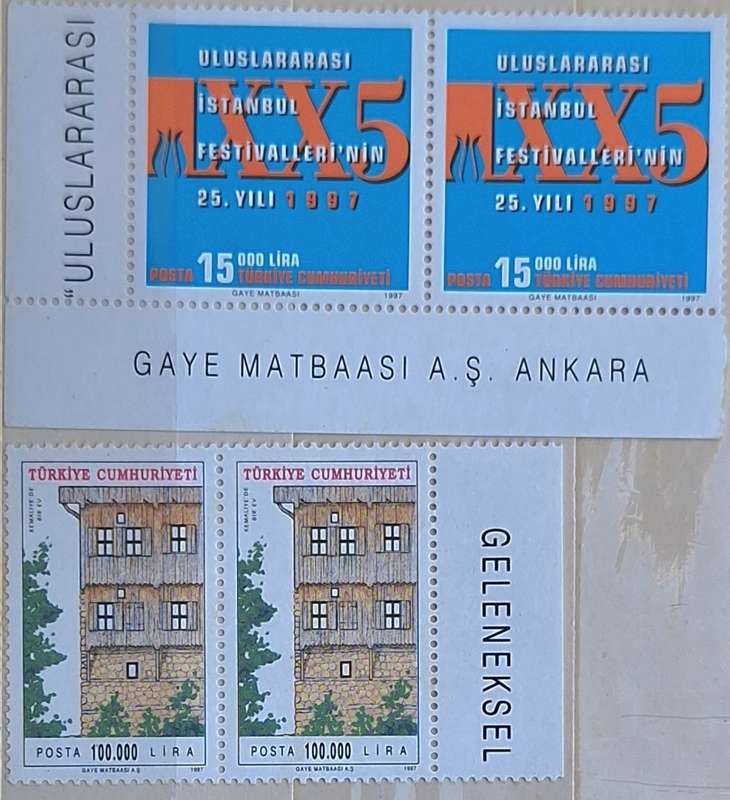 Turkey 1997 International Istanbul Festival and Buildings 2 Pairs of Mint stamps