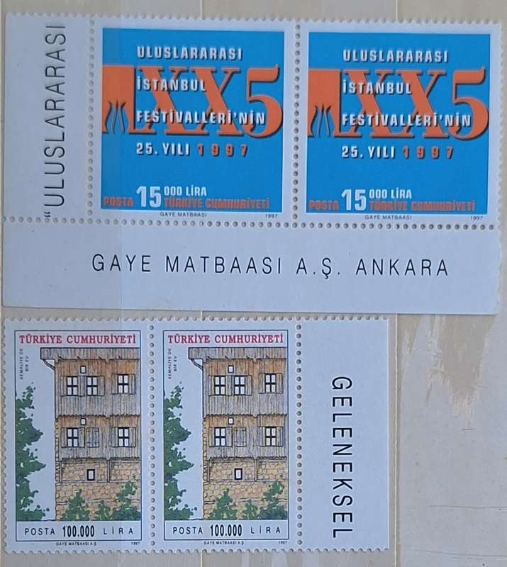 Turkey 1997 International Istanbul Festival and Buildings 2 Pairs of Mint stamps