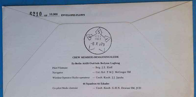 SAAF Museum Cover No. 4 1979 30th Anniversary Berlin Airlift