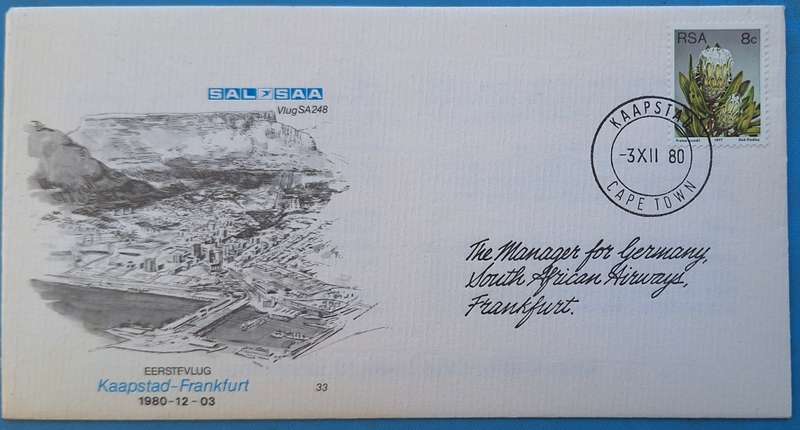 SAA SAL 1980 Eerstevlug Kaapstad-Frankfurt Cover No.33