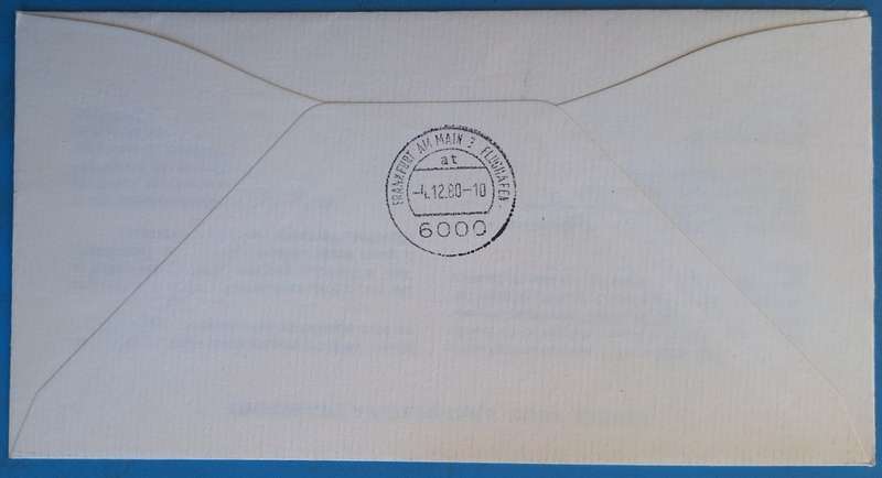 SAA SAL 1980 Eerstevlug Kaapstad-Frankfurt Cover No.33