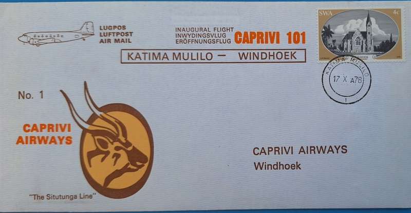 South West Africa 1978 Caprivi Airways Cover No. 1 Inaugural Flight Caprivi 101 Cover