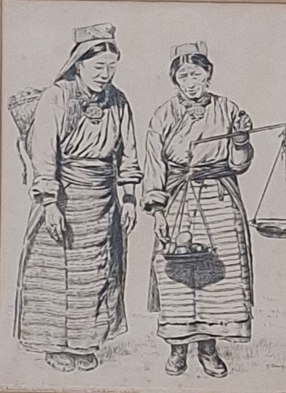 Framed Signed Print of  Sherpa Women by G Douglas