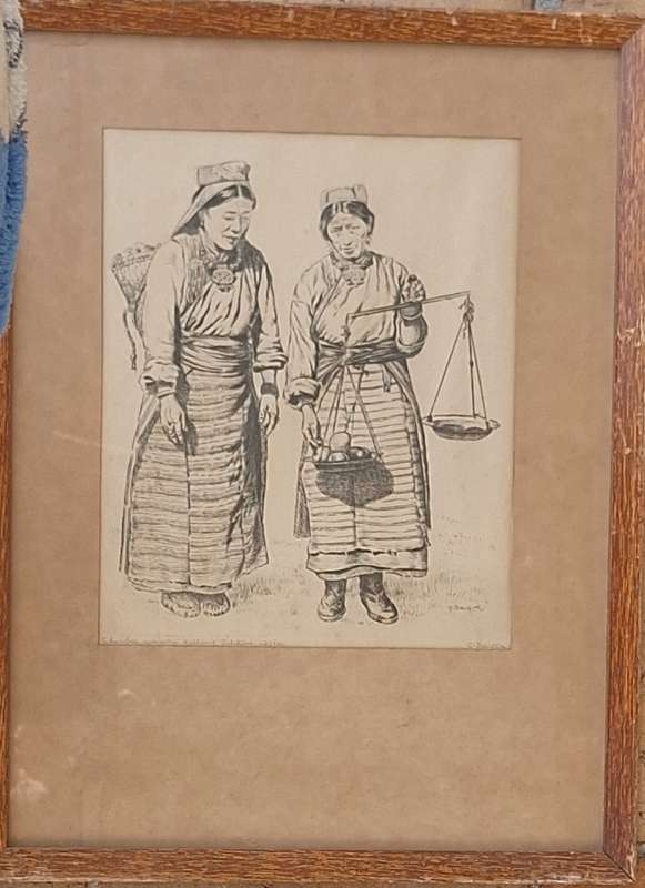 Framed Signed Print of  Sherpa Women by G Douglas