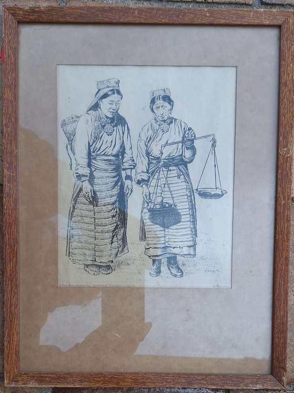 Framed Signed Print of  Sherpa Women by G Douglas