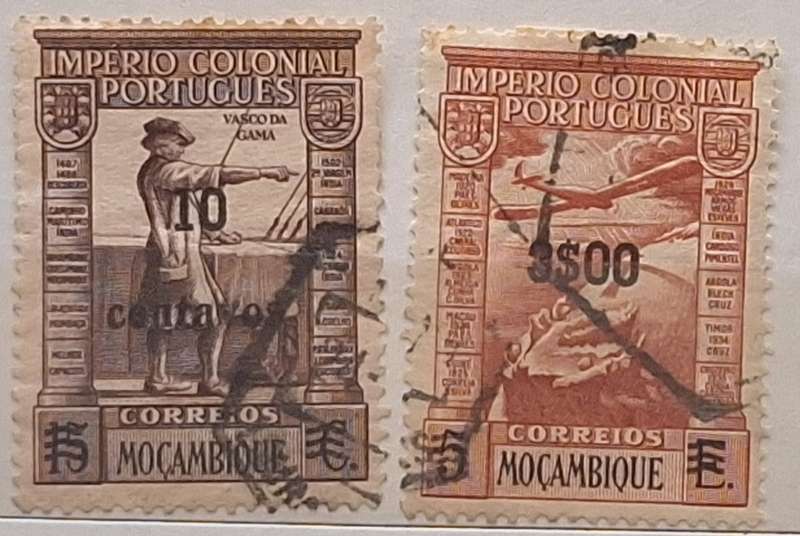 Portuguese Mozambique 1938 2 Used Surcharge Hinged stamps