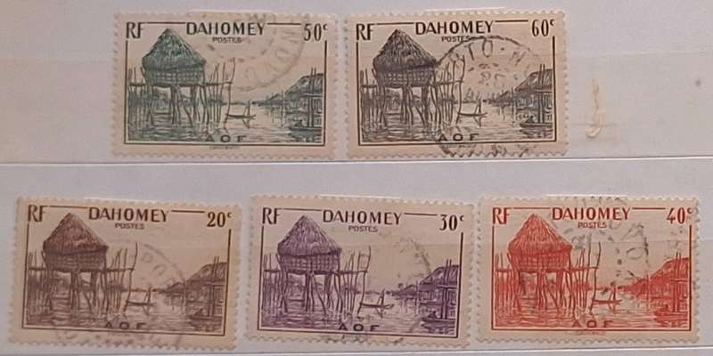 French Dahomey 1941 Pile House 5 Used Hinged stamps
