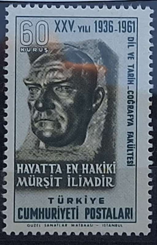 Turkey 1961 Faculty Sculptured Head of Ataturk 1 Mint stamp