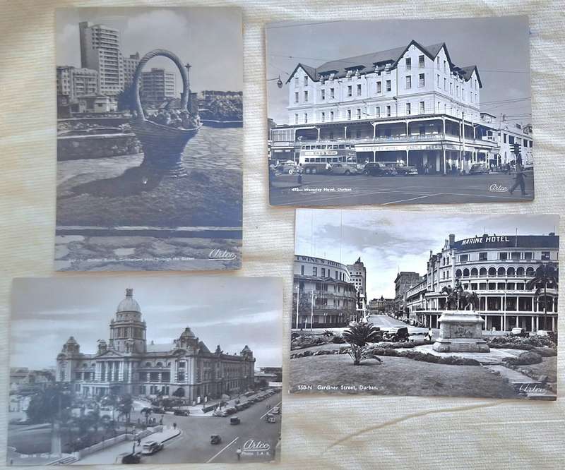 4 Black and White Post Cards of Durban by Artco