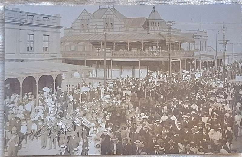 Sepia Post Card Military Parade