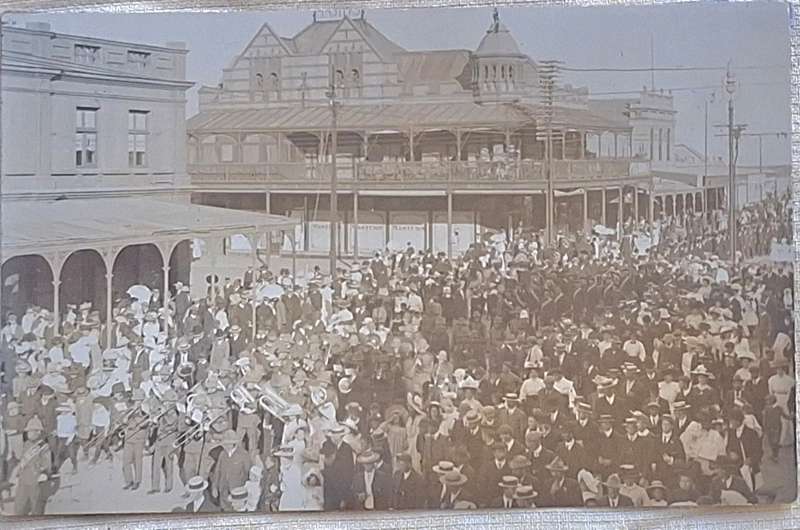 Sepia Post Card Military Parade