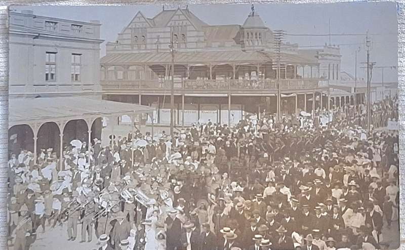 Sepia Post Card Military Parade