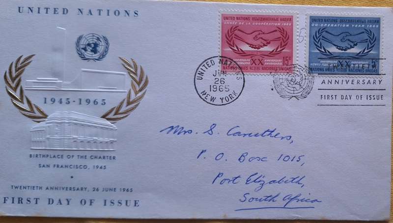 United Nations 1965 20th Anniversary FDC