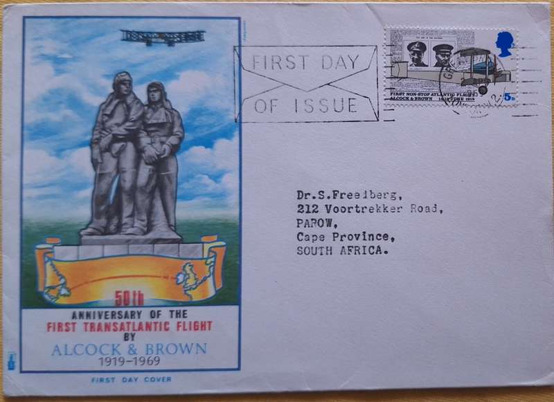 GB 1969 50th Anniversary of 1st Transatlantic Flight Alcock & Brown Cover