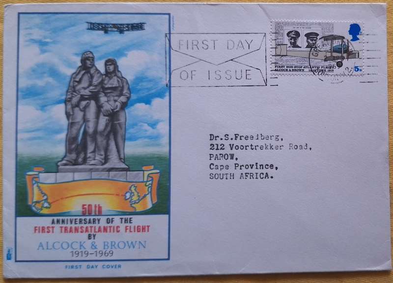 GB 1969 50th Anniversary of 1st Transatlantic Flight Alcock & Brown Cover