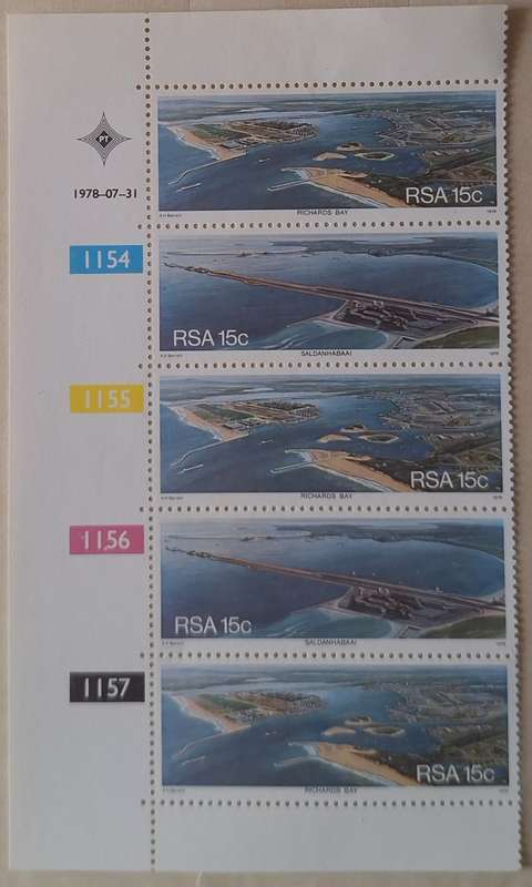 South Africa 1978 Richards Bay Strip of 5 Unused Prev Hinged stamps