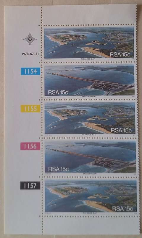 South Africa 1978 Richards Bay Strip of 5 Unused Prev Hinged stamps