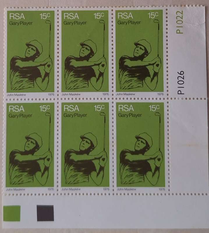 South Africa 1976 Gary Player Block of 6 Unused Prev Hinged stamps