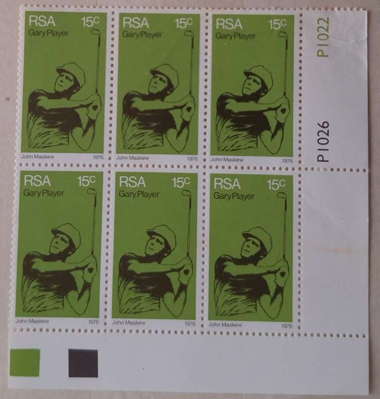 South Africa 1976 Gary Player Block of 6 Unused Prev Hinged stamps