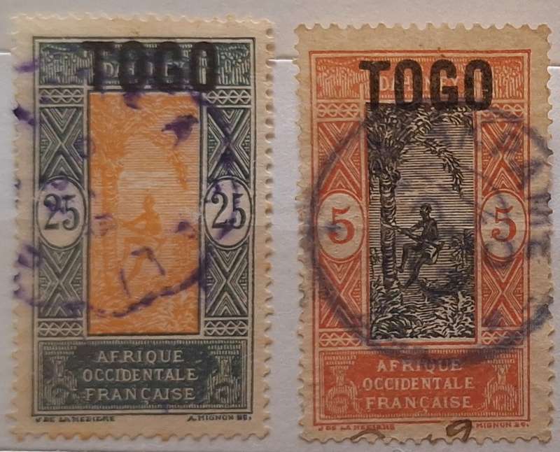 French Dahomey overprinted for French Togoland 1921 2 Used Hinged stamps