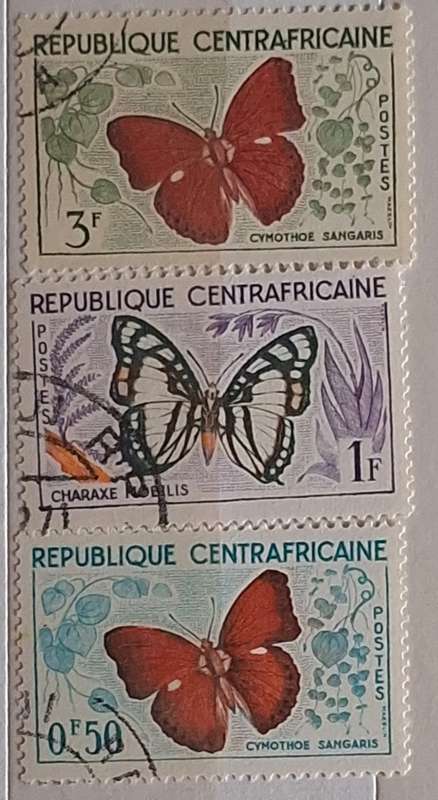 Central African Republic 1960-61 Butterflies 3 Used stamps