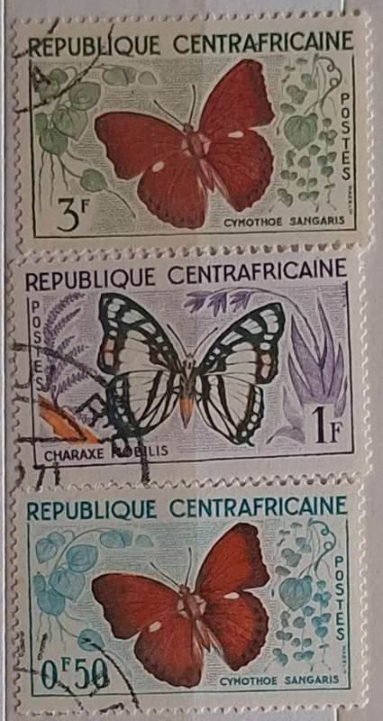 Central African Republic 1960-61 Butterflies 3 Used stamps