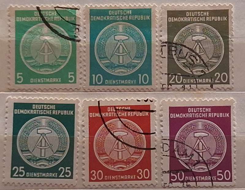 East Germany 1956 Coat of Arms 4 Used and 2 Unused stamp