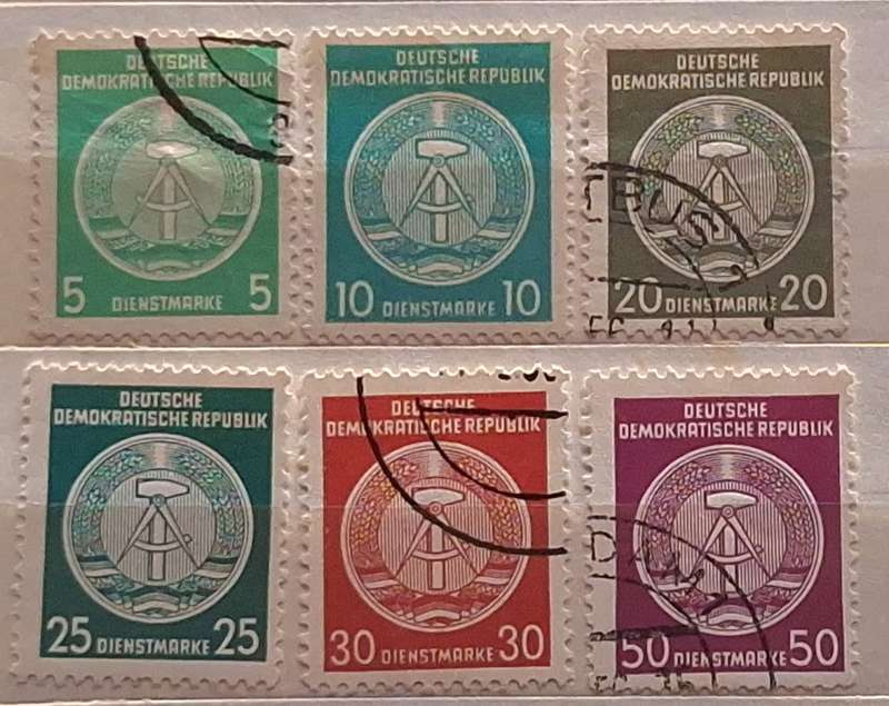 East Germany 1956 Coat of Arms 4 Used and 2 Unused stamp
