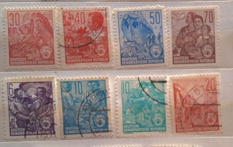 East Germany 1957-60 Five Year Plan 3 Mint and 5 Used stamps