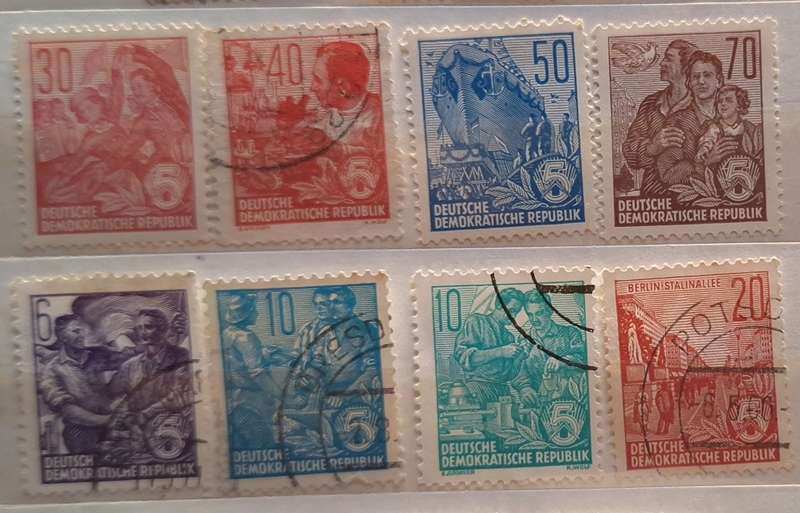 East Germany 1957-60 Five Year Plan 3 Mint and 5 Used stamps