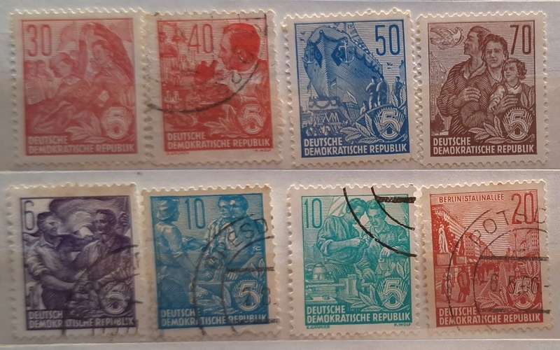 East Germany 1957-60 Five Year Plan 3 Mint and 5 Used stamps