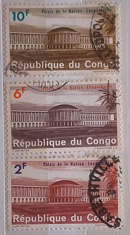 Congo 1968 Leopoldville Palais de la Nation 3 Used Hinged stamps