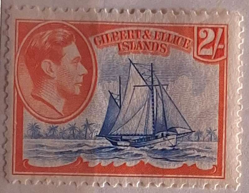 Gilbert & Ellis Islands 1936-52 George VI 2/- Unused Hinged stamp