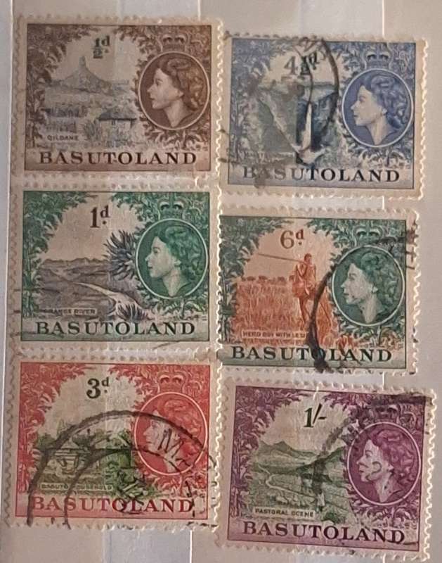 Basutoland 1954 Elizabeth II Definitives 6 Used Hinged stamps