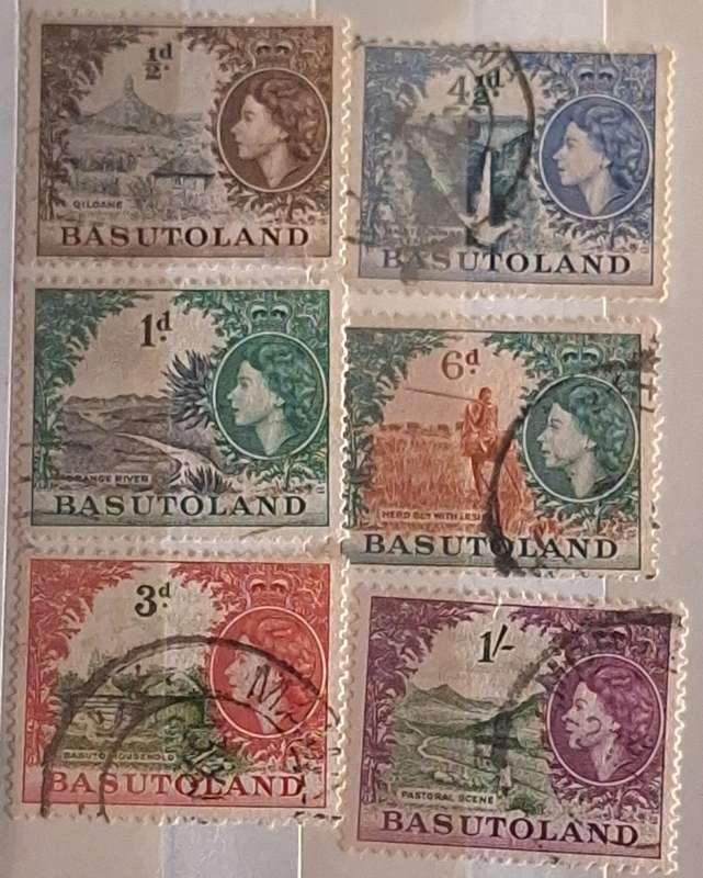 Basutoland 1954 Elizabeth II Definitives 6 Used Hinged stamps