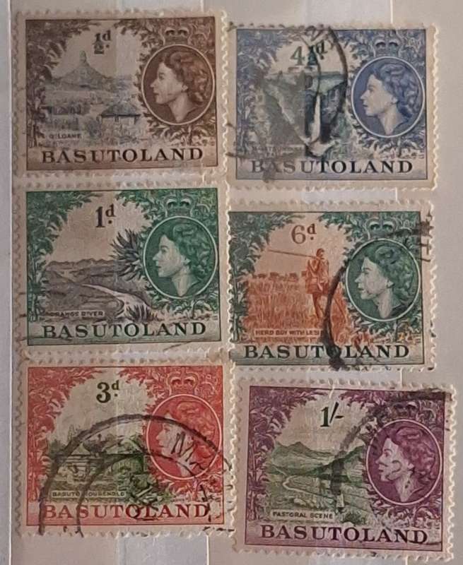 Basutoland 1954 Elizabeth II Definitives 6 Used Hinged stamps