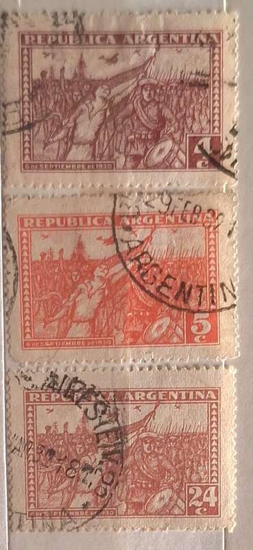 Argentina 1930 September Revolution 3 Used Hinged stamps