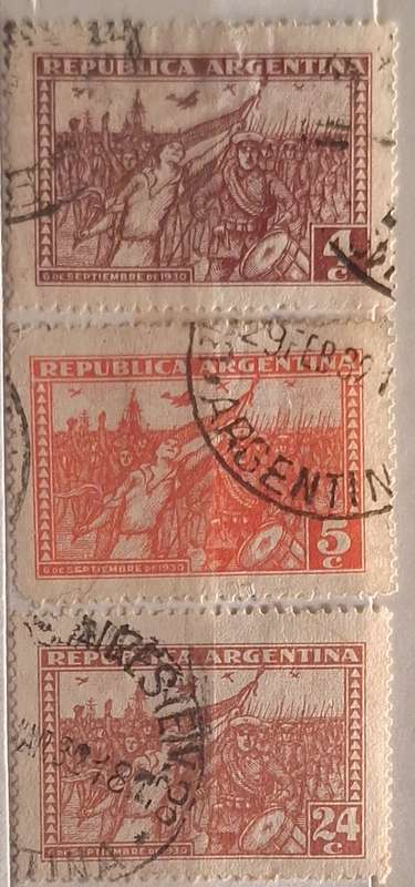 Argentina 1930 September Revolution 3 Used Hinged stamps