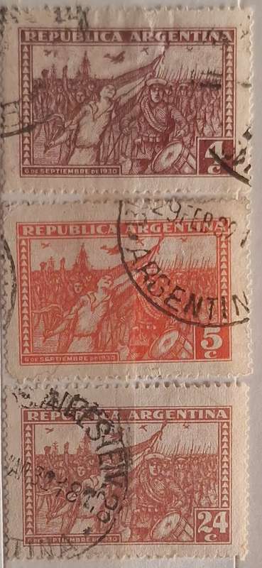 Argentina 1930 September Revolution 3 Used Hinged stamps