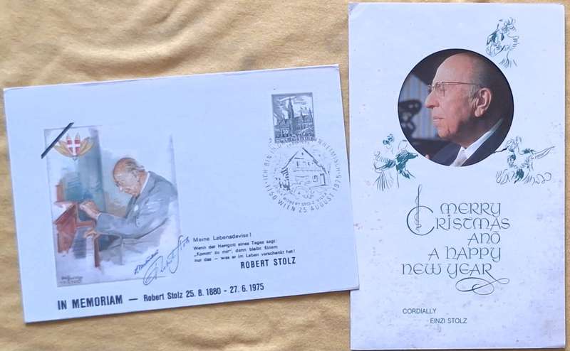 Austria 1975 Commemorative Cover and Christmas Greetings Card In Memory of Robert Stolz