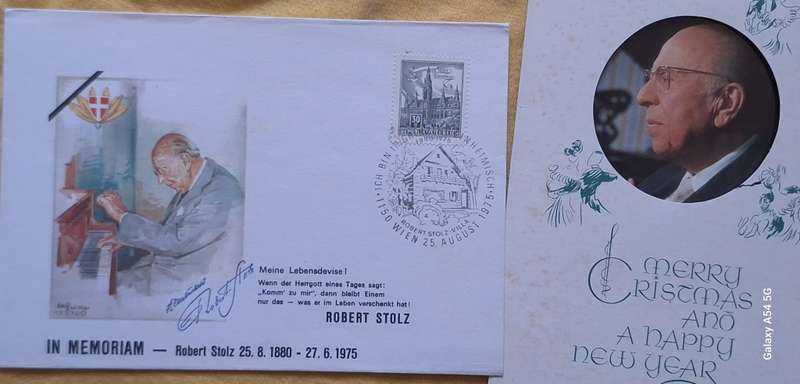 Austria 1975 Commemorative Cover and Christmas Greetings Card In Memory of Robert Stolz