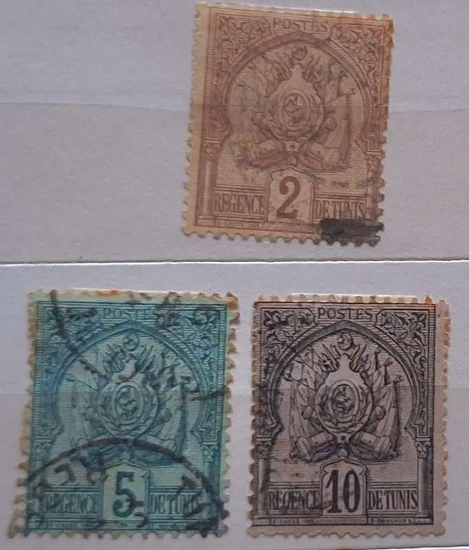 Tunisia 1888 Coat of Arms 3 Used Hinged stamps