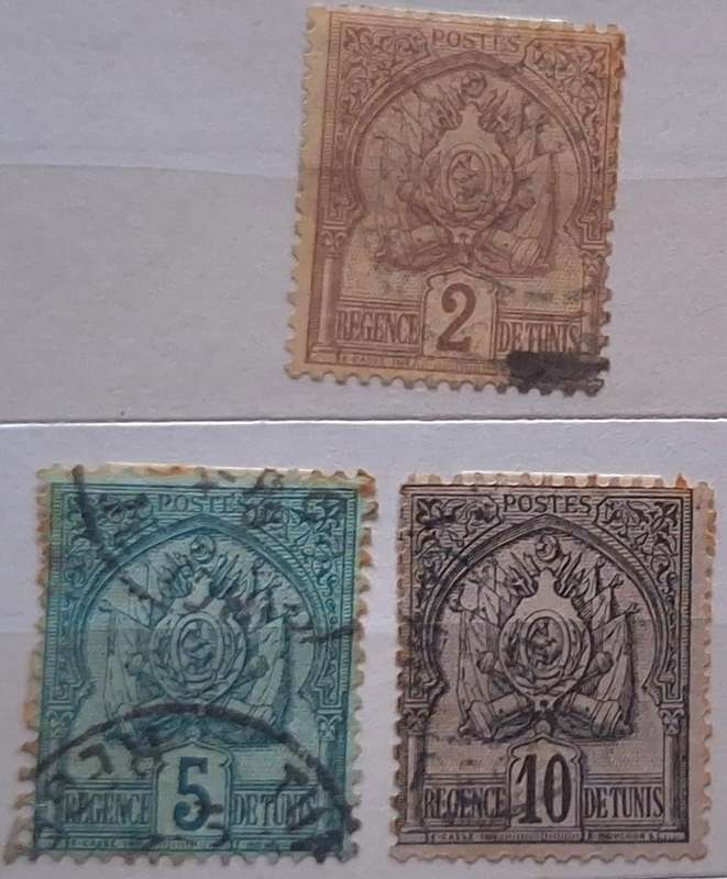 Tunisia 1888 Coat of Arms 3 Used Hinged stamps