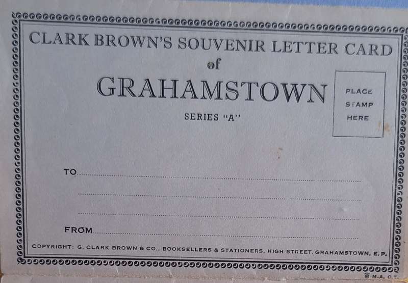 Clark Brown's Souvenir Letter Card of Grahamstown with 6 Photos